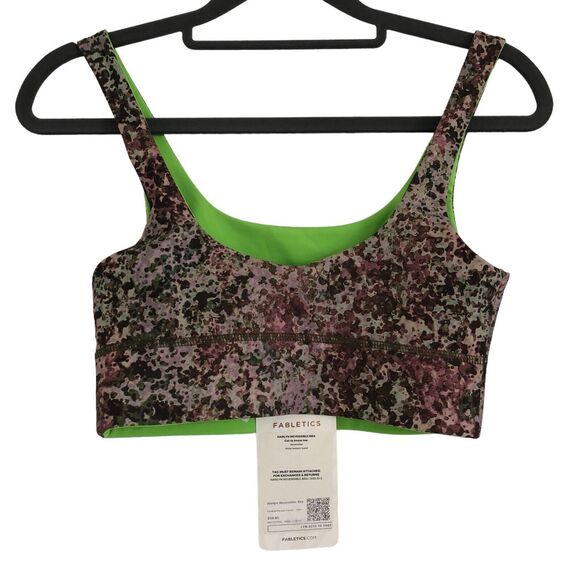 Fabletics Reversible Sports Bra XXS 0-2 Harlyn Earthen Brown Lime Green Citrus - Picture 9 of 16